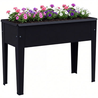 Raised Planter, Metal Raised Garden Bed on Legs with Drainage Hole
