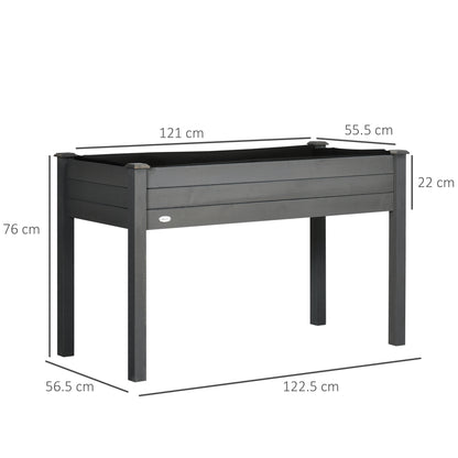 Garden Wooden Planter Flower Raised Bed, Dark Grey
