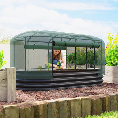 Raised Garden Bed with Self Watering System, Outdoor Planter Grey