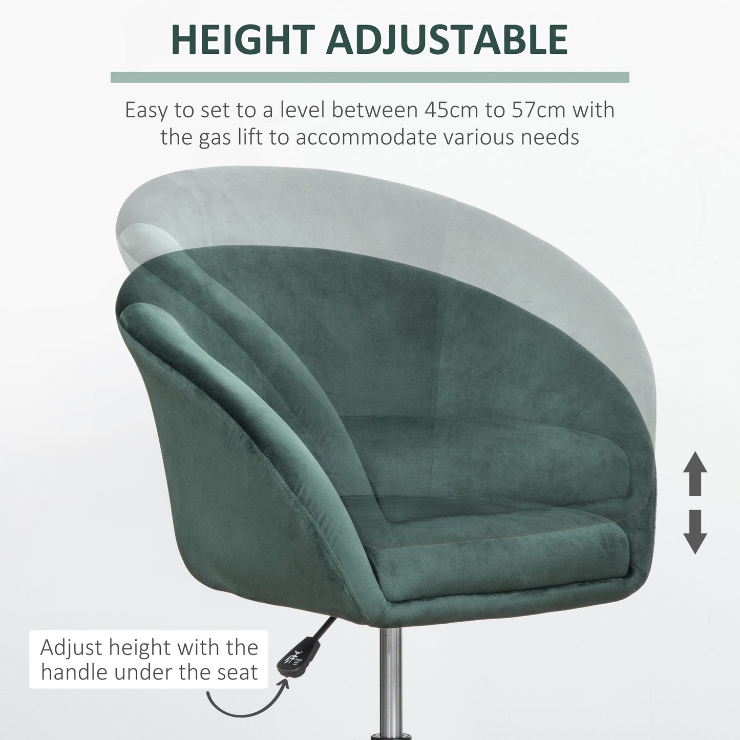 Swivel Bar Stool Fabric Dining Chair Dressing Stool Tub Seat Green