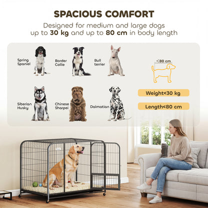 Heavy Duty Dog Crate, Large Dog Cage with Wheels and Tray