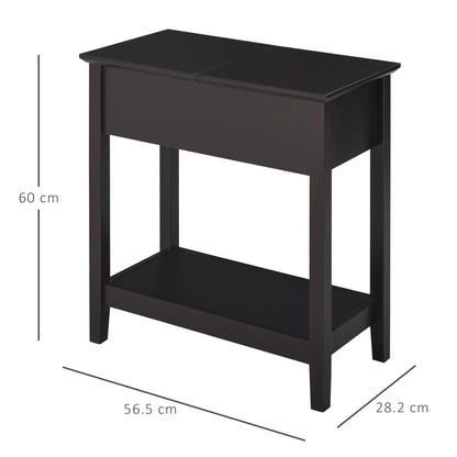 End Table, Narrow Side Table with Flip Top, Bottom Shelf