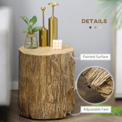Concrete Side Table Tree Stump End Table for Indoor Outdoors Natural