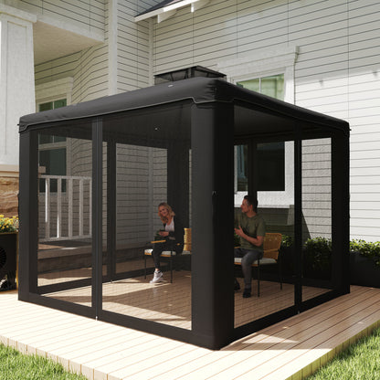 3 x 3 m Metal Gazebo Garden Outdoor 2-Tier Roof Marquee Party Black