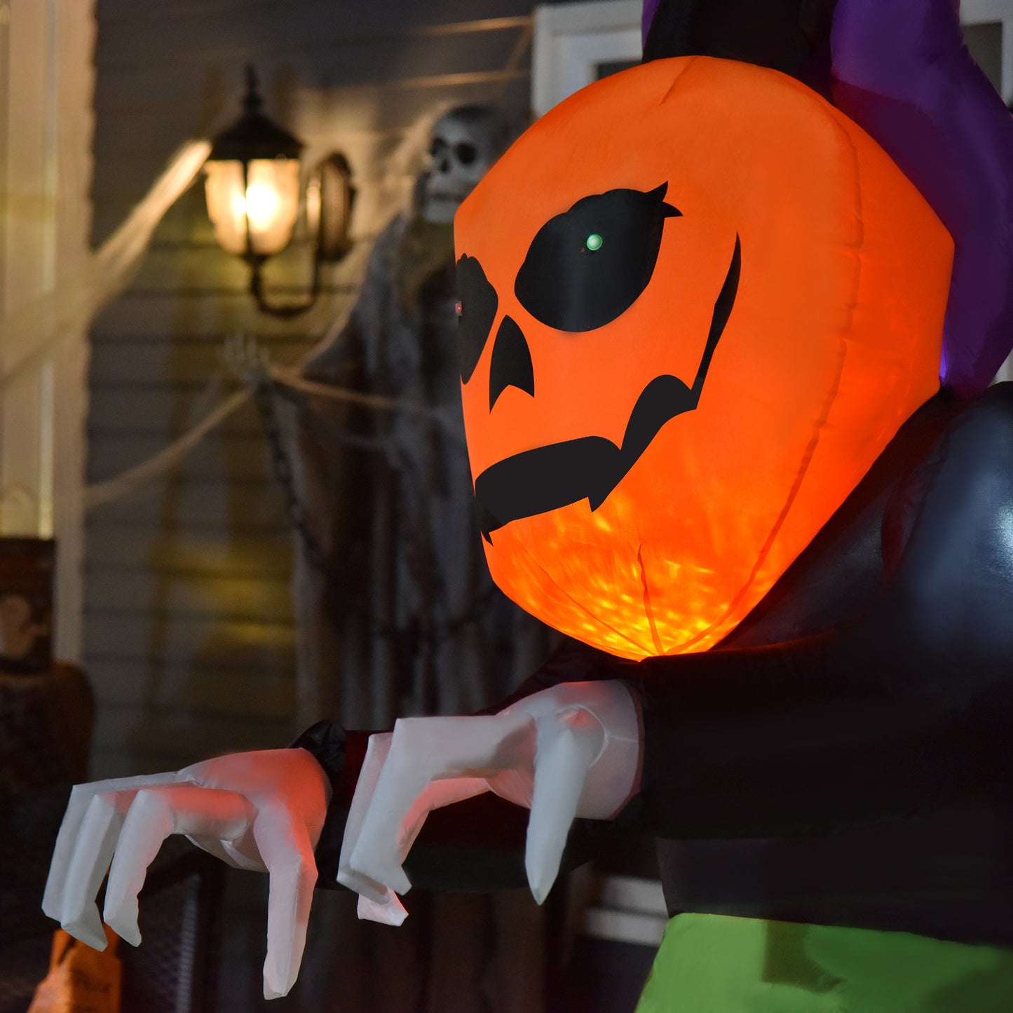 240cm Pumpkin Ghost Inflatable Halloween Decoration w/ Lights Accessories