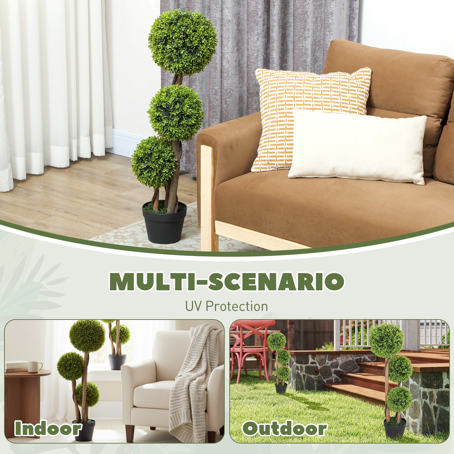 Set of 2 Artificial Topiary Balls Indoor Outdoor Faux Boxwood Balls