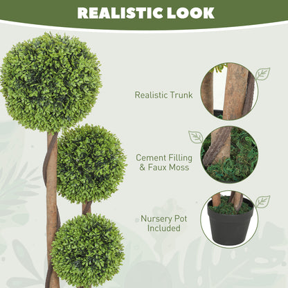 Set of 2 Artificial Topiary Balls Indoor Outdoor Faux Boxwood Balls