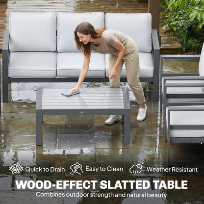 Aluminium Garden Furniture Sofa Set with Olefin Cushions, Dark Grey
