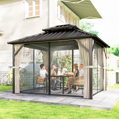 3 x 3.6 m Hardtop Gazebo Canopy with Aluminium Frame, Garden Gazebo