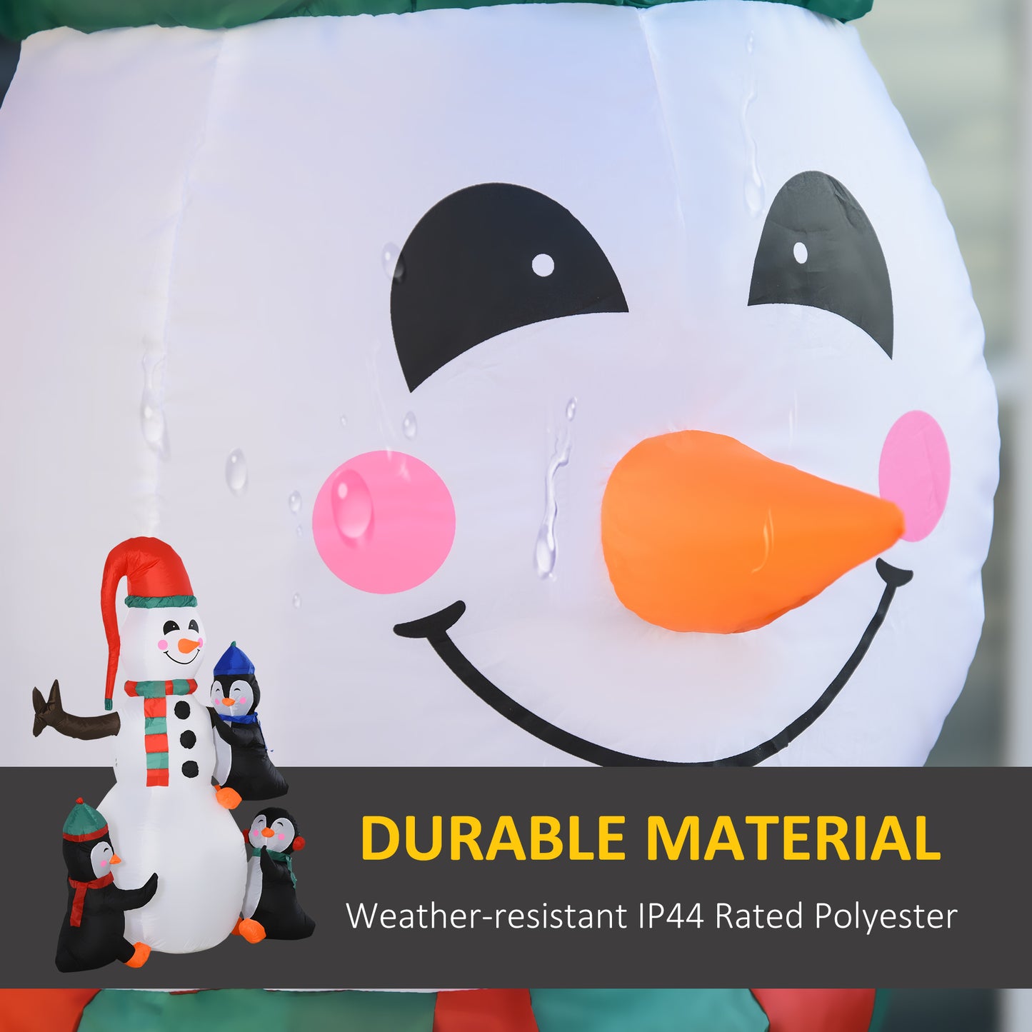 Inflatable Three Cute Penguins Building Snowman Christmas Lighted 6ft