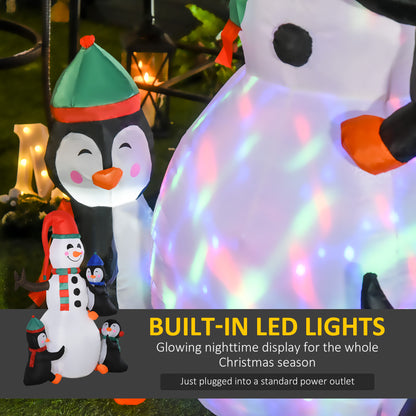 Inflatable Three Cute Penguins Building Snowman Christmas Lighted 6ft