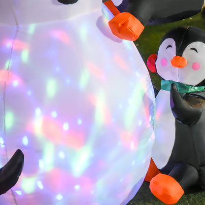 Inflatable Three Cute Penguins Building Snowman Christmas Lighted 6ft