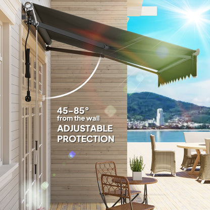 3 x 2.5m Electric Retractable Awning w/ Aluminium Frame Dark Grey