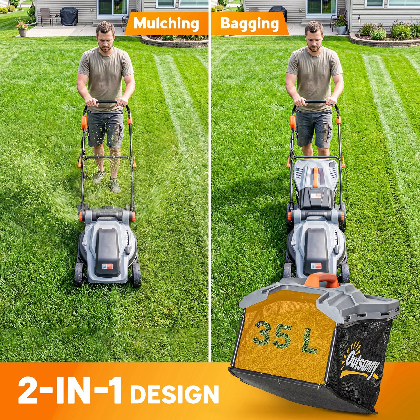 18V Cordless Lawnmower with 2 x 4Ah Batteries and Charger