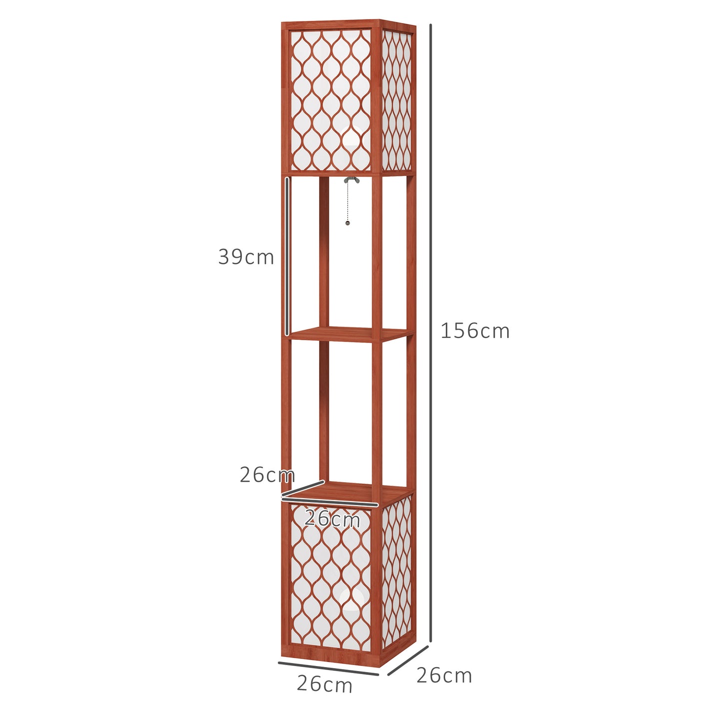 2-Light Modern Floor Lamp with Shelves for Living Room, Bedroom, Brown