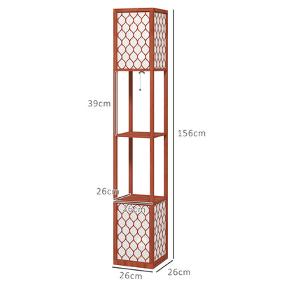 2-Light Modern Floor Lamp with Shelves for Living Room, Bedroom, Brown