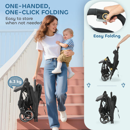 Travel Stroller with Easy Folding, Lightweight Pushchair Dark Grey