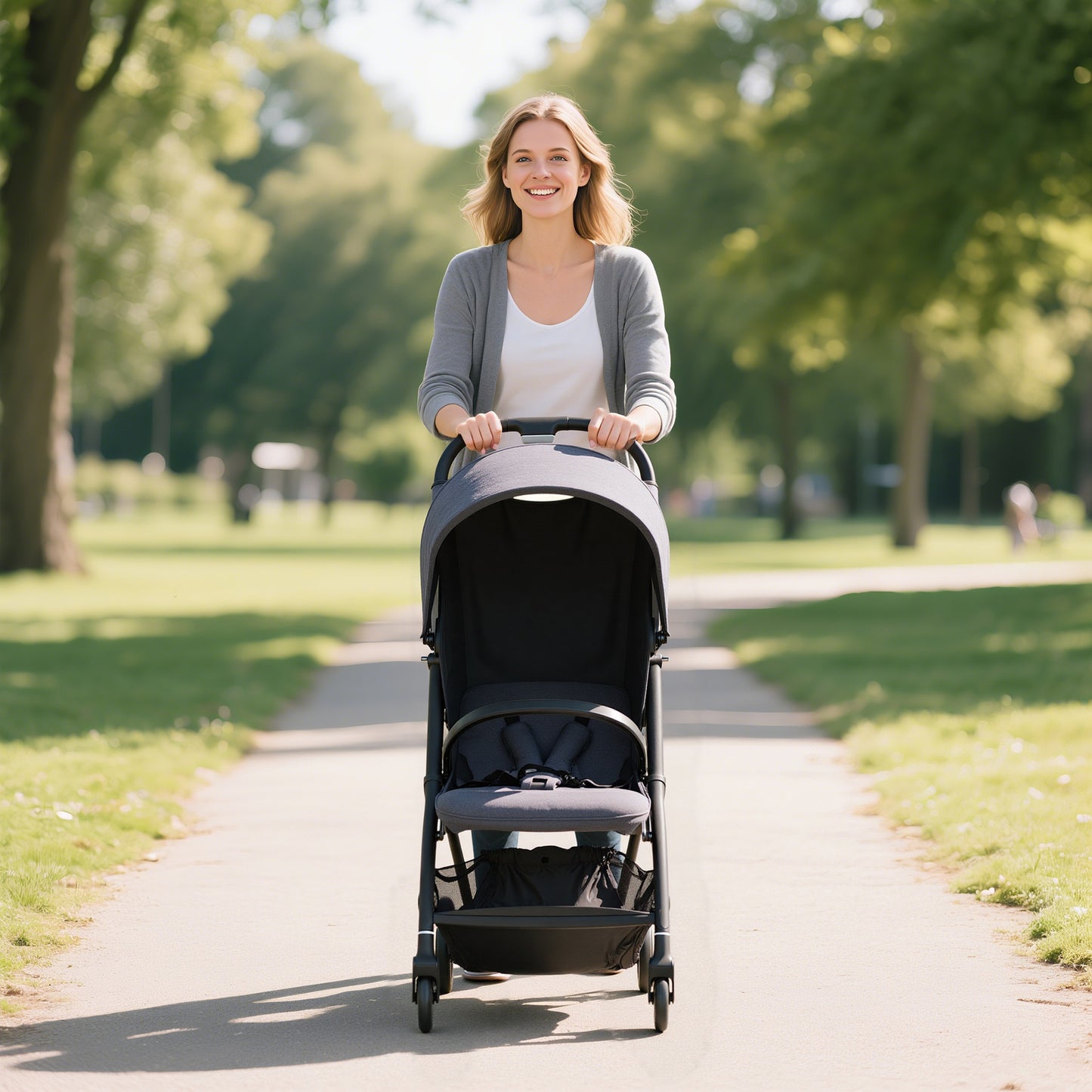 Travel Stroller with Easy Folding, Lightweight Pushchair Dark Grey