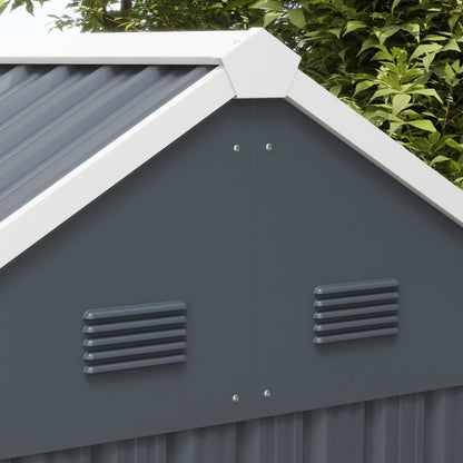 7 x 6 ft Metal Garden Shed Outdoor Storage Shed w/ Door, Dark Grey