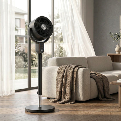 20 dB Silent Standing Fan for Bedroom, 42" Pedestal Fan with 70° Oscillating, 90° Vertical Tilt, 8 Speeds, Remote Control, 12H Timer, Adjustable Height, Child Lock, Black