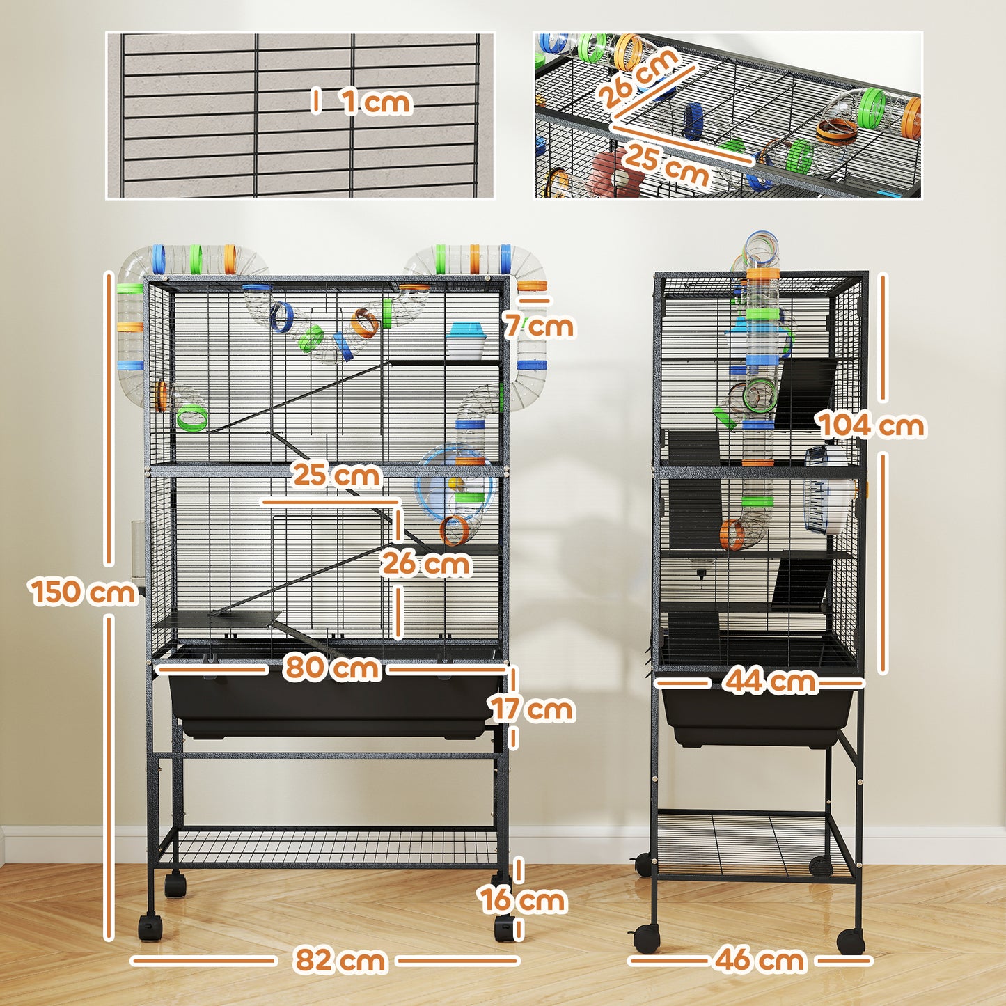 Hamster Cage, 5 Tier Gerbil Cage on Wheels with Storage Shelf