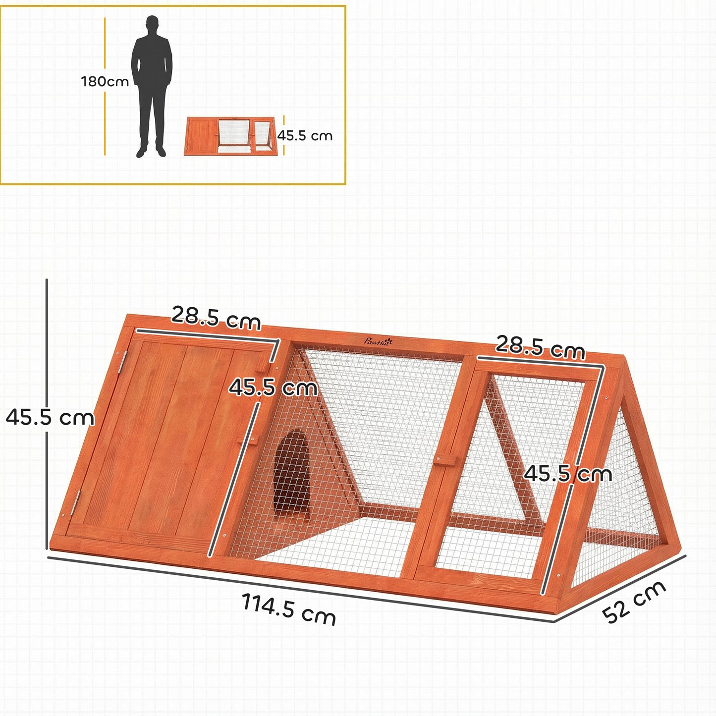 Rabbit Hutch, Wooden Guinea Pig Hutch with Run and Doors
