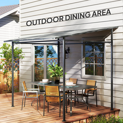 2.4 x 2.4 m Wall Mounted Pergola Gazebo, UPF30+, Light Grey