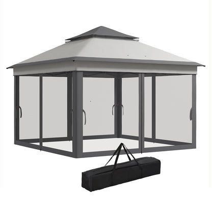 3 x 3(m) Pop Up Gazebo, Height Adjustable Instant Event Shelter with Netting and Carrying Bag, Grey