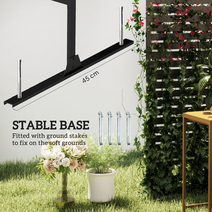 Outdoor Privacy Screen, Freestanding Outdoor Divider, Striped Black