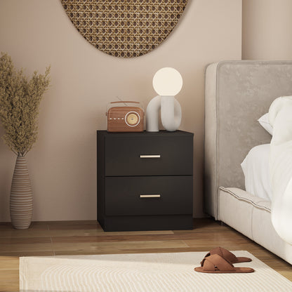 Bedside Table, Nightstand with 2 Drawers, Modern Side Table, Black