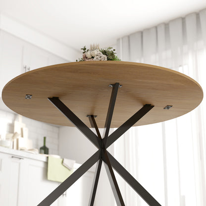 120 cm Dining Table for 4, Industrial Kitchen Table with Steel Legs
