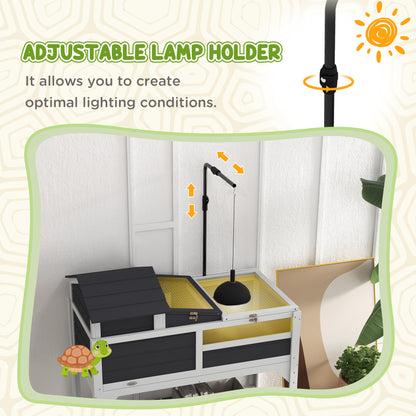 Tortoise House w/ Adjustable Lamp Holder, Openable Lid, Storage Shelf