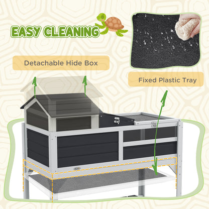 Tortoise House w/ Adjustable Lamp Holder, Openable Lid, Storage Shelf