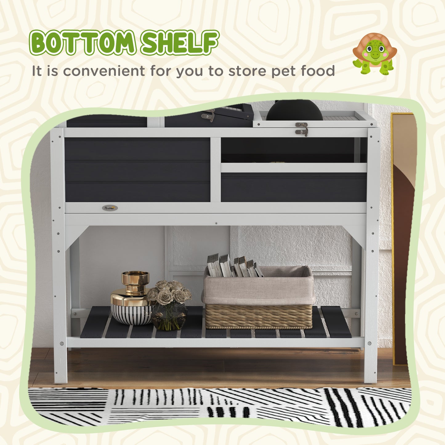 Tortoise House w/ Adjustable Lamp Holder, Openable Lid, Storage Shelf