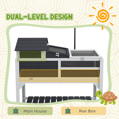 Tortoise House w/ Adjustable Lamp Holder, Openable Lid, Storage Shelf