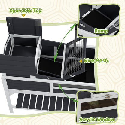 Tortoise House w/ Adjustable Lamp Holder, Openable Lid, Storage Shelf