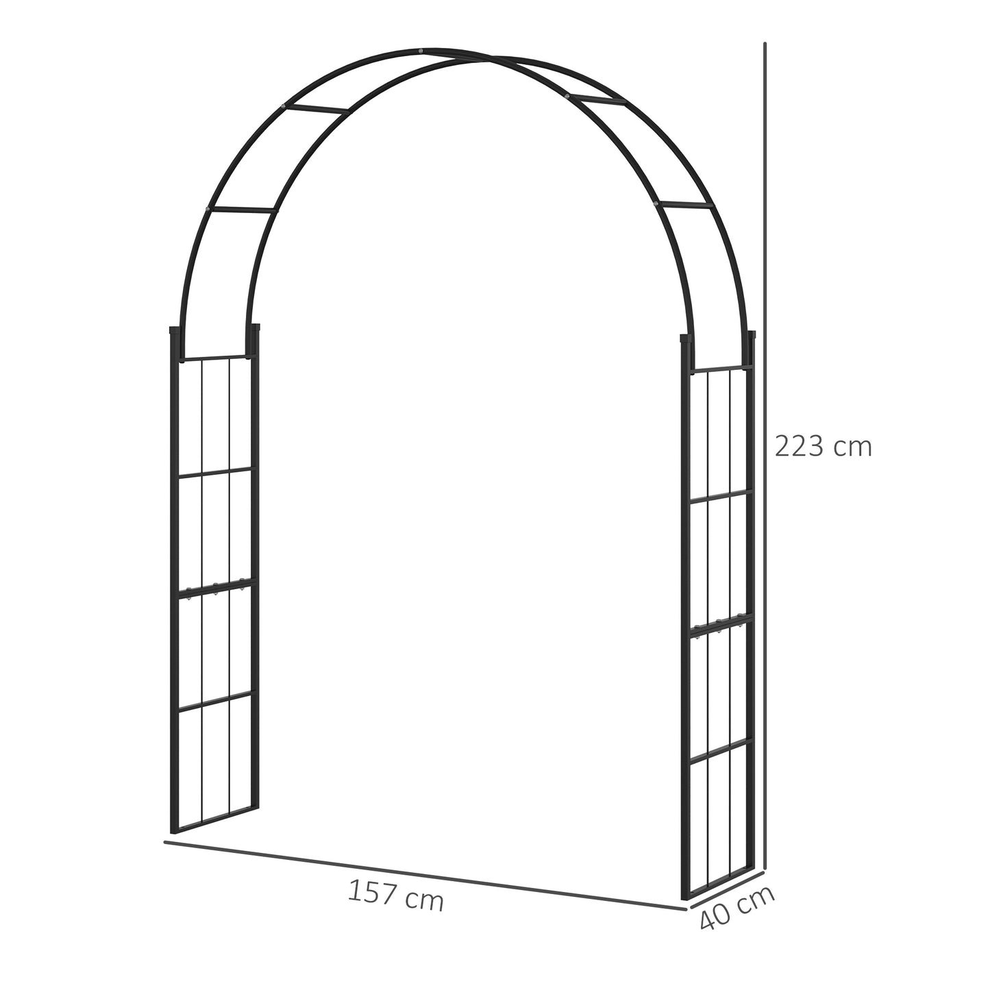 223cm Garden Arch Trellis, Outdoor Wedding Arbor for Roses, Vines