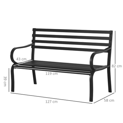 2 Seater Bench Garden Furniture Outdoor Metal Loveseat Seat Patio Chair