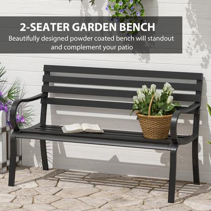 2 Seater Bench Garden Furniture Outdoor Metal Loveseat Seat Patio Chair
