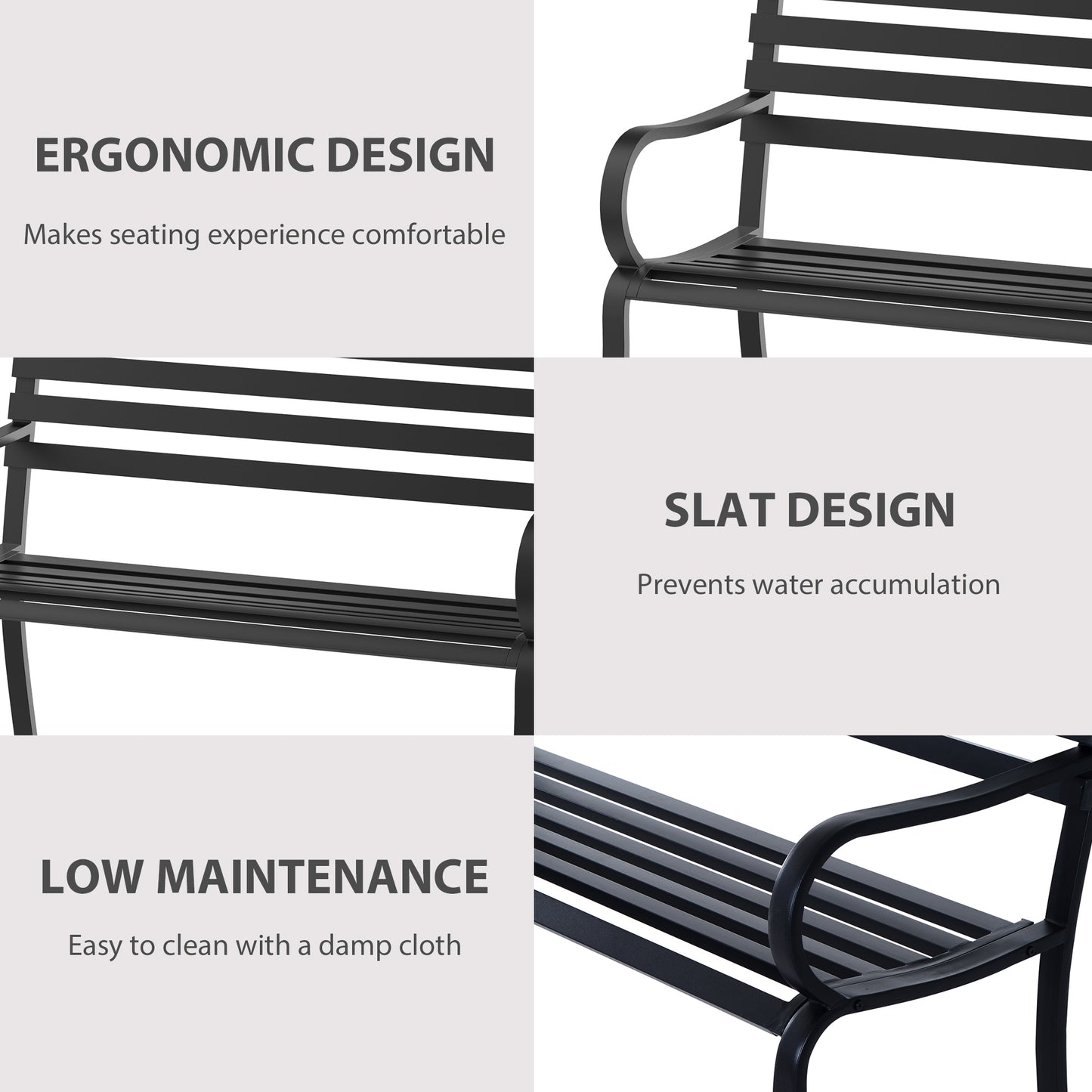 2 Seater Bench Garden Furniture Outdoor Metal Loveseat Seat Patio Chair