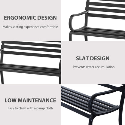 2 Seater Bench Garden Furniture Outdoor Metal Loveseat Seat Patio Chair