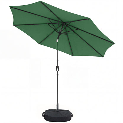 2.7 m Garden Parasol Umbrella with Cross Base, Sandbag, Green