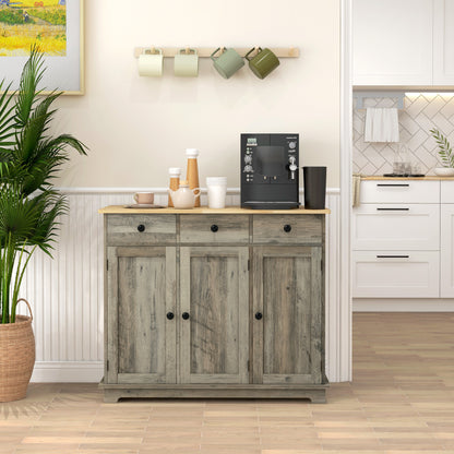 Sideboard Buffet Cabinet with Storage Cabinets and Drawers Grey