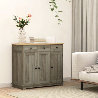 Sideboard Buffet Cabinet with Storage Cabinets and Drawers Grey