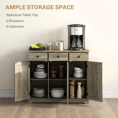 Sideboard Buffet Cabinet with Storage Cabinets and Drawers Grey
