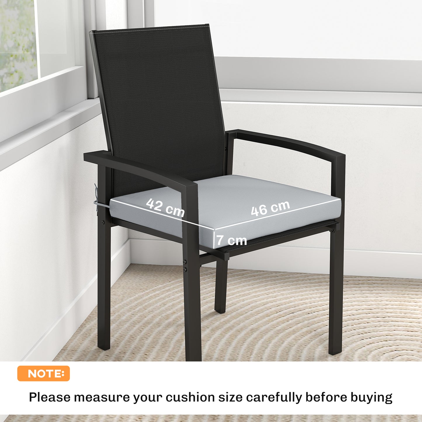 Seat Cushions with Machine Washable Cover Light Grey