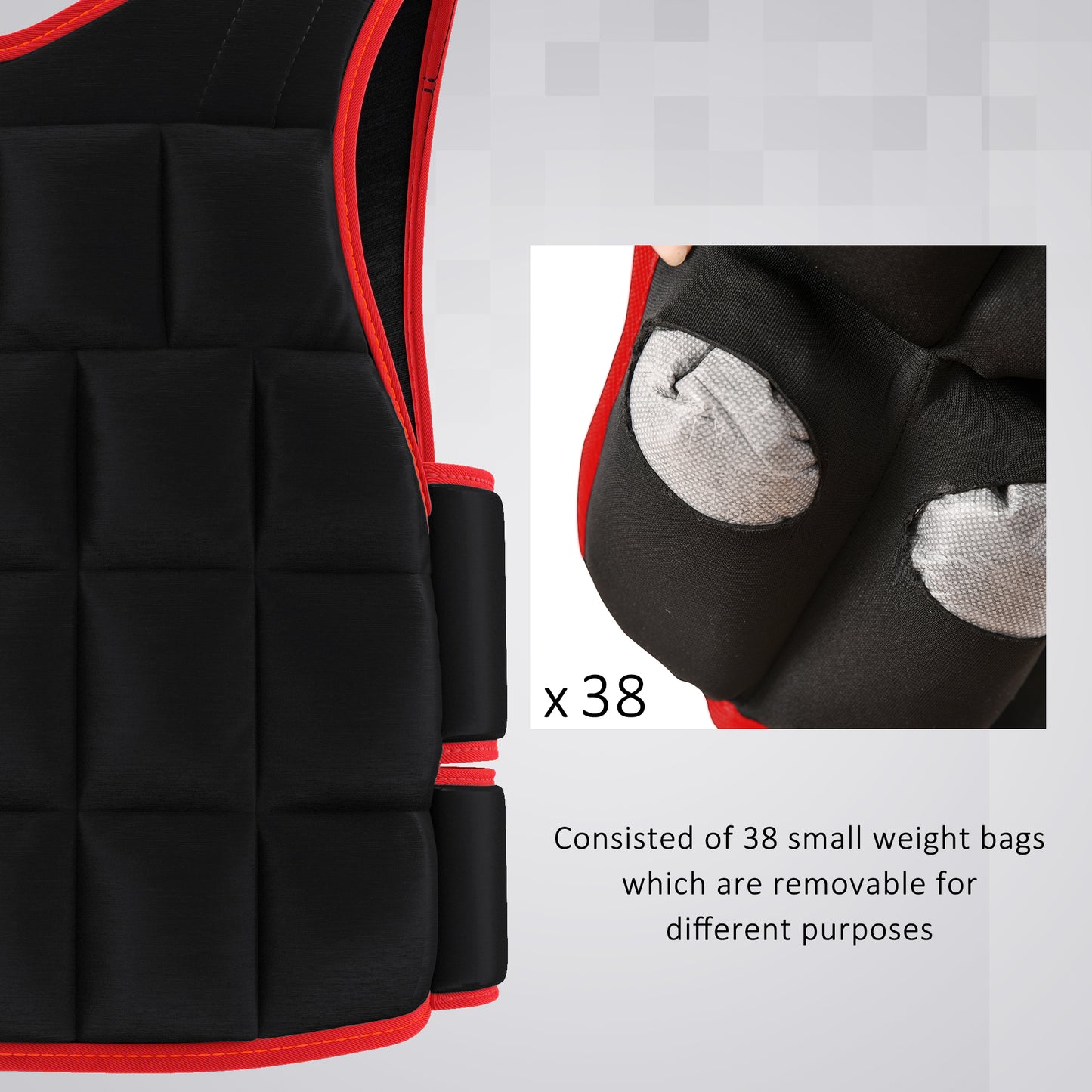 20KGS Adjustable Weight Vest Running Gym Training Weight Loss, Red