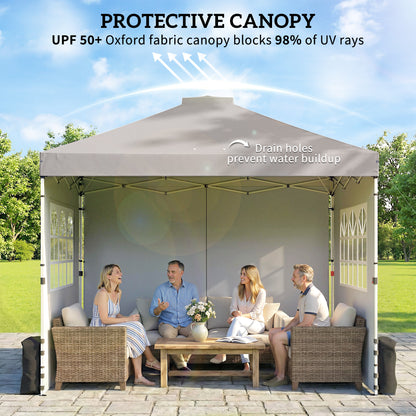 Pop Up Canopy Waterproof Height Adjustable 3 x 3 (m) Grey