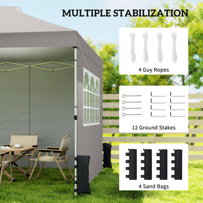 Pop Up Canopy Waterproof Height Adjustable 3 x 3 (m) Grey
