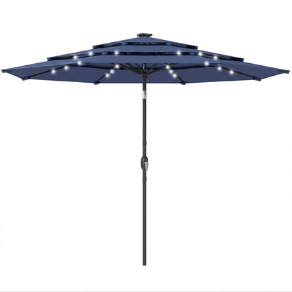 2.8 m Garden Parasol Umbrella with Light, Patio Umbrella, Navy Blue